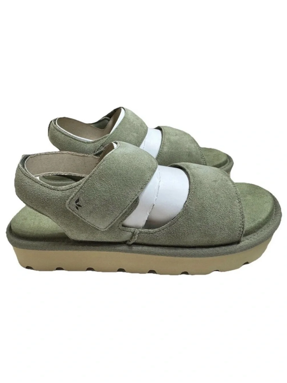 Koolaburra by UGG Tizz Suede Platform Chunky Sandals Limewash Green